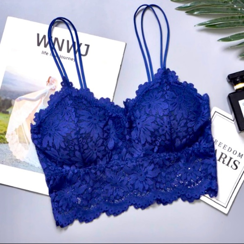 Lace Cropped Bralette…Sz: M….Color: Blue….New without Tags!!